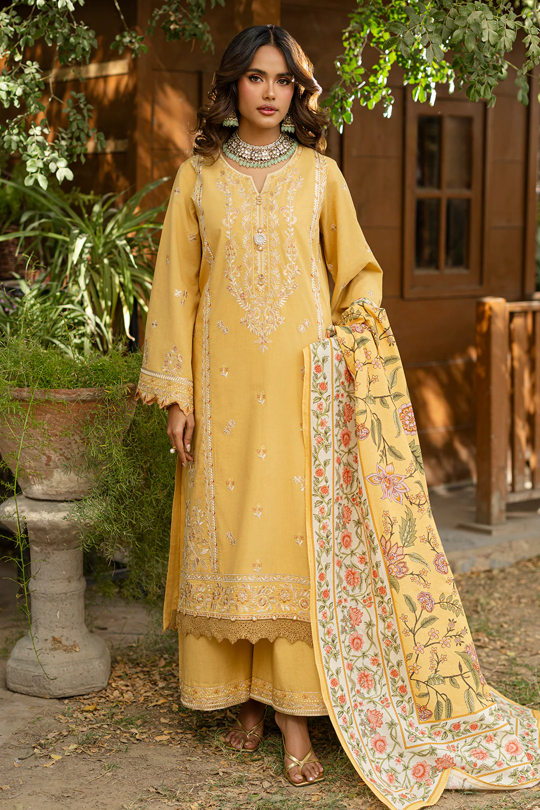 Embroidered Shirt Shalwar Dupatta - 0726 - Image 4