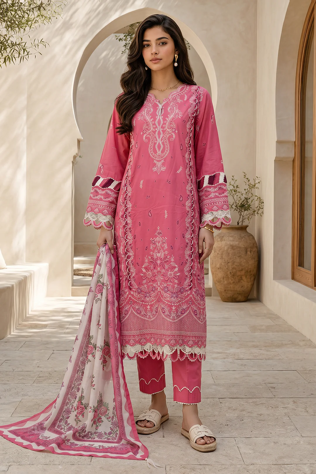 Embroidered Shirt Shalwar Dupatta - 0729