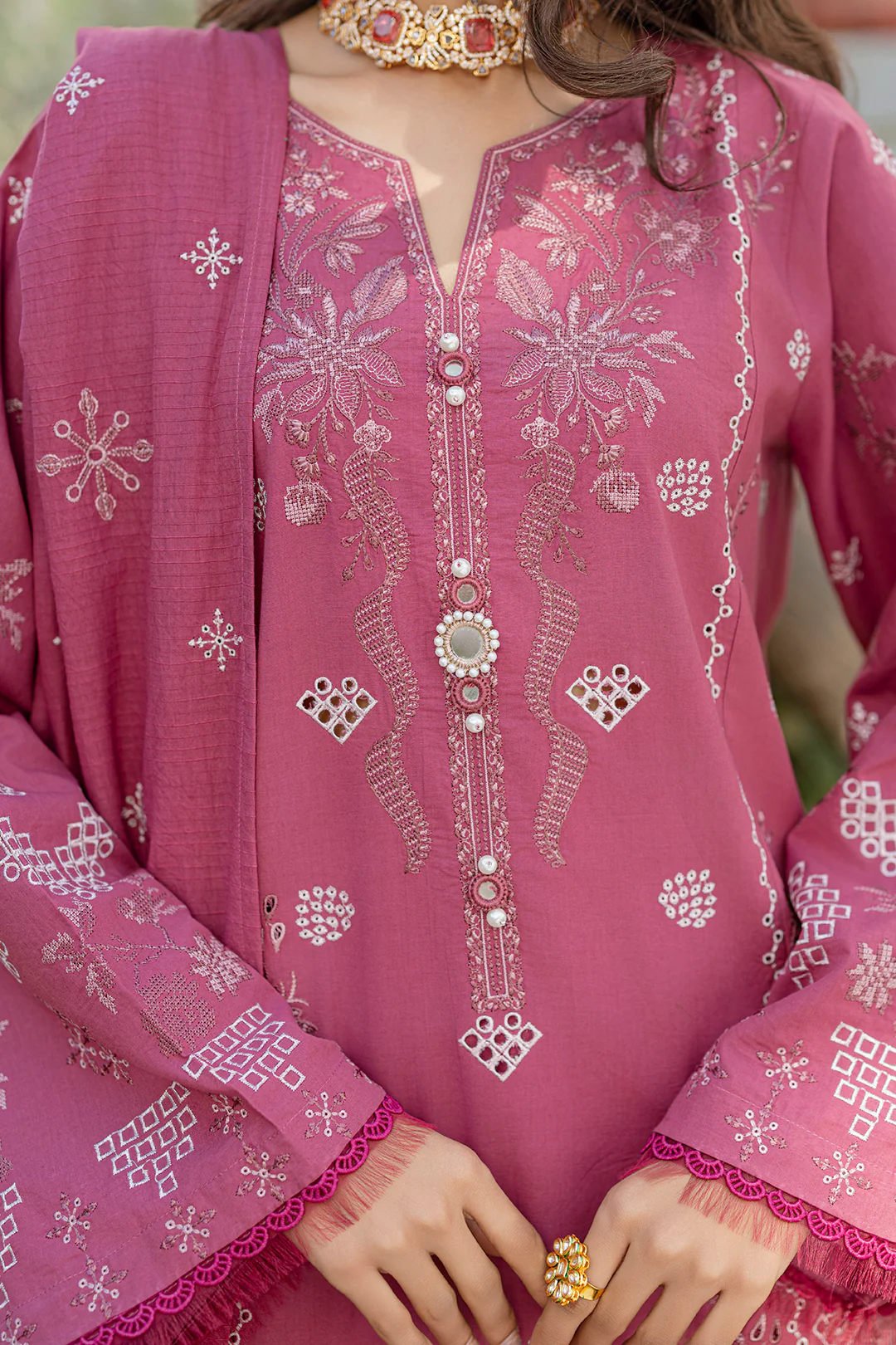 Embroidered Shirt Shalwar Dupatta - 0730 - Image 10