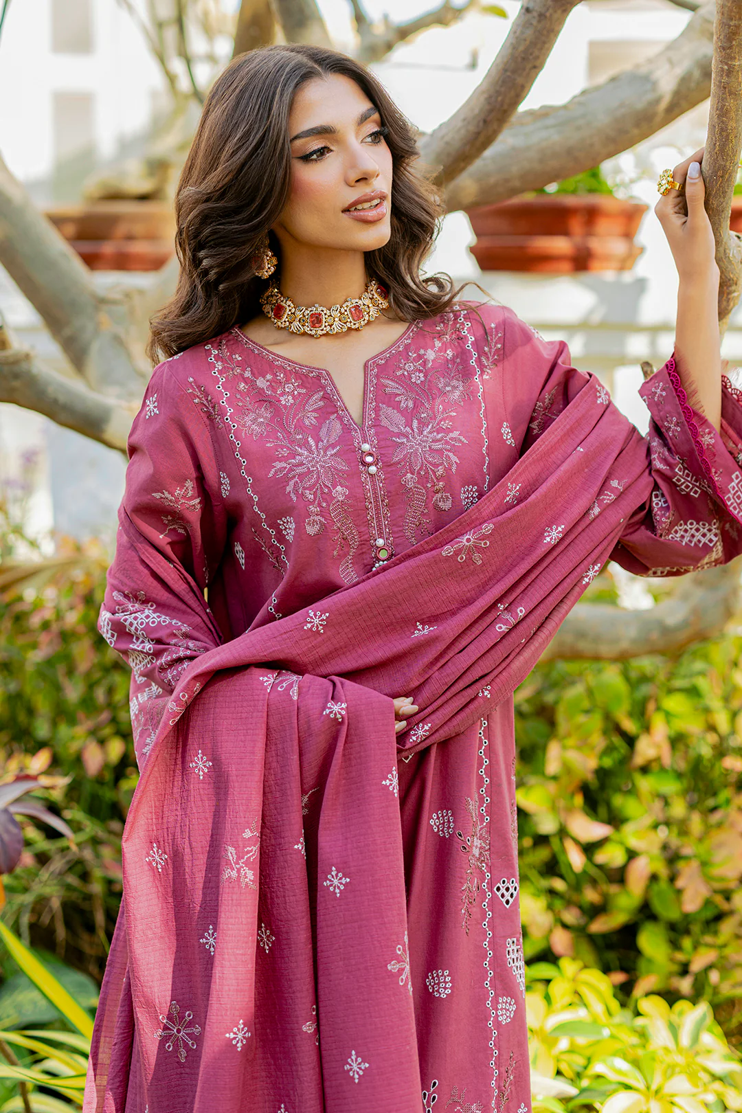 Embroidered Shirt Shalwar Dupatta - 0730 - Image 5