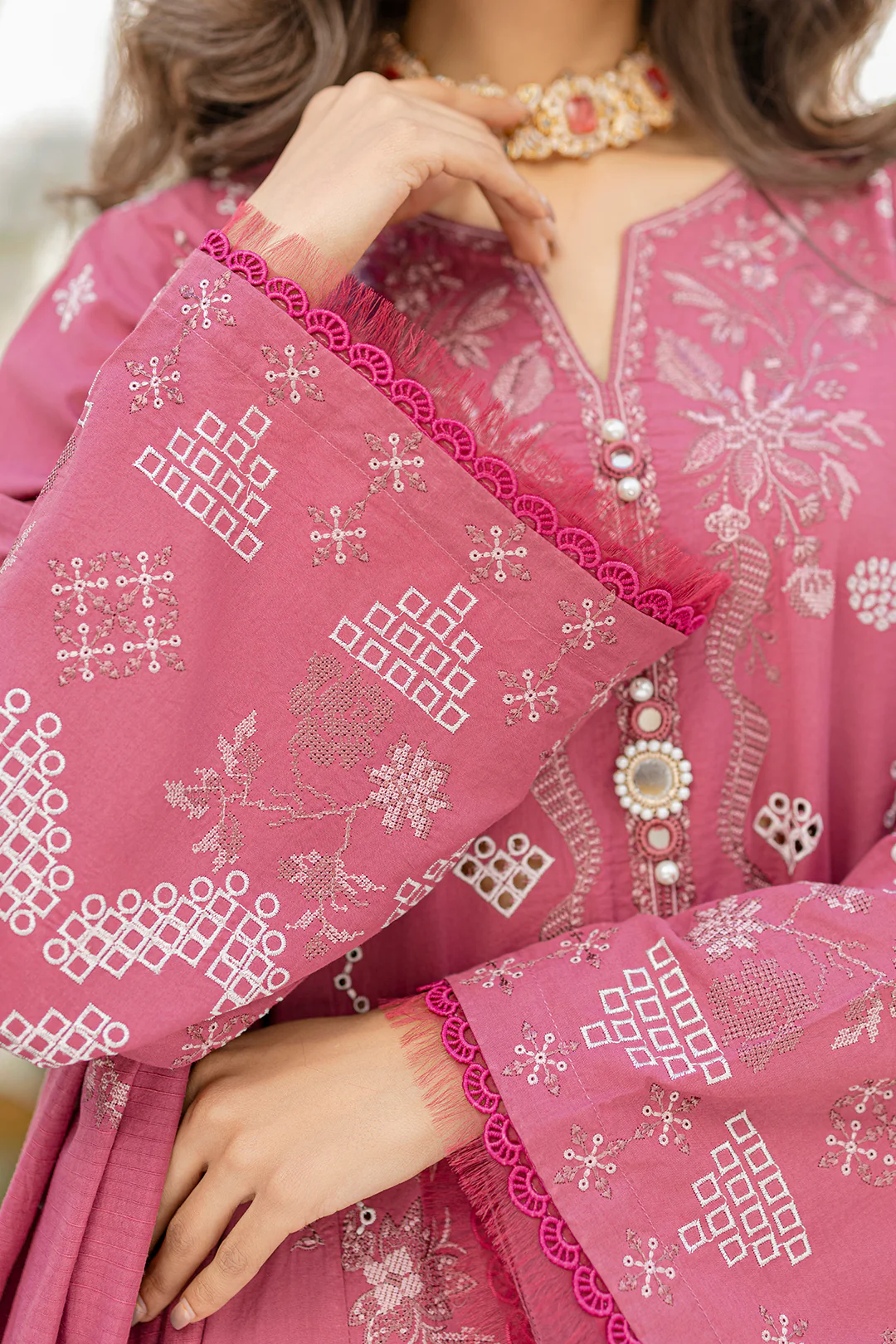 Embroidered Shirt Shalwar Dupatta - 0730 - Image 9