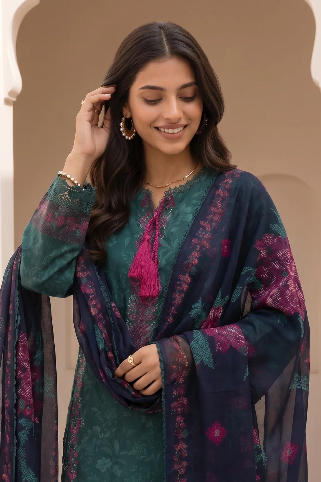 Embroidered Shirt Shalwar Dupatta - 0773 - Image 2
