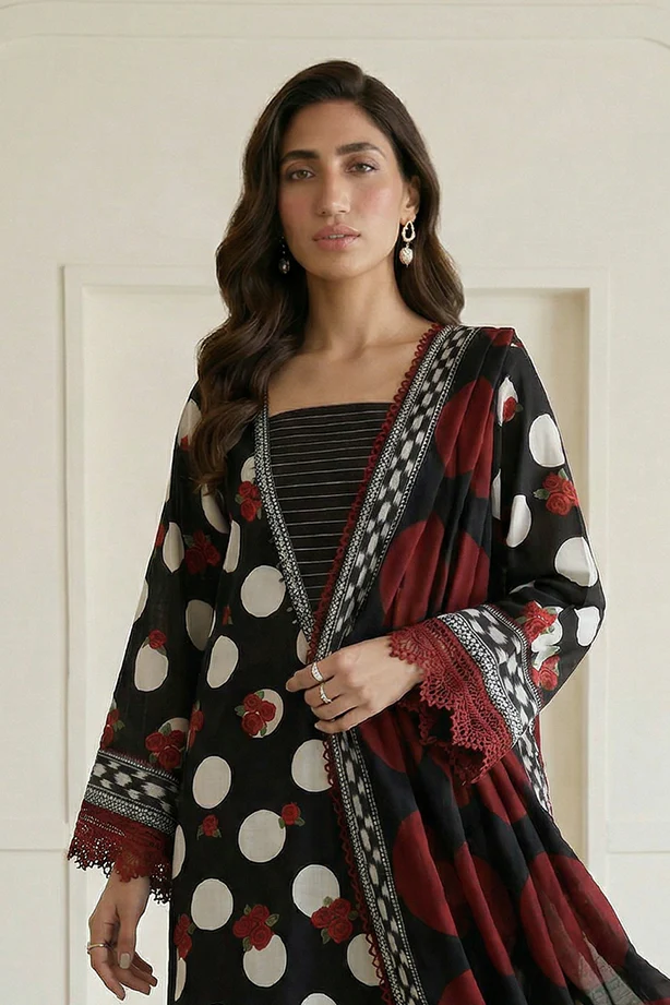Embroidered Shirt Shalwar Dupatta - 0777 - Image 2