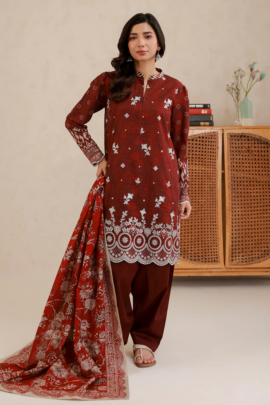 Embroidered Shirt Shalwar Dupatta - 0779 - Image 4
