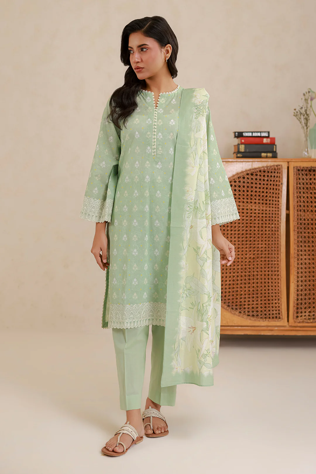 Embroidered Shirt Shalwar Dupatta - 0780 - Image 7