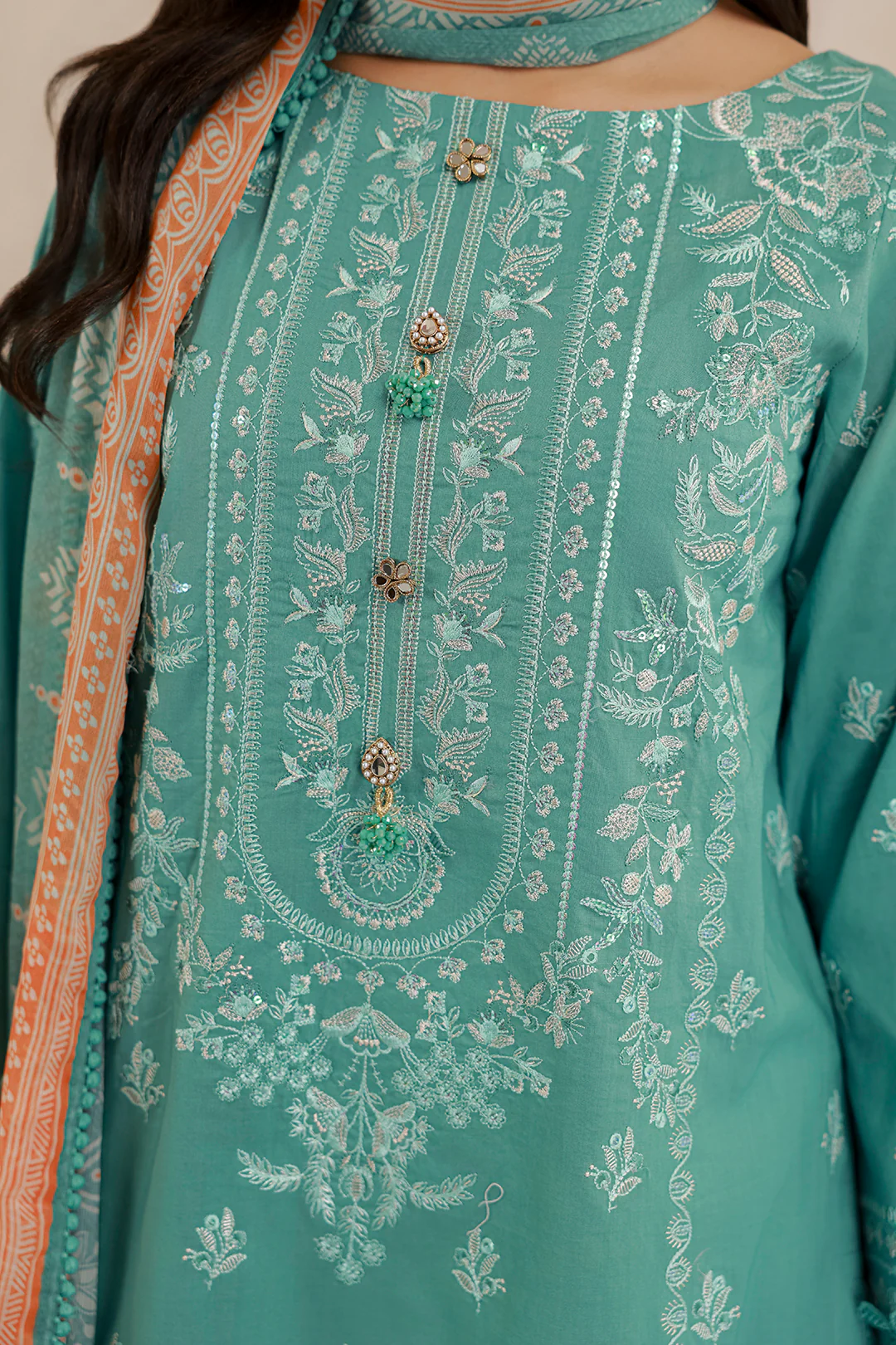 Embroidered Shirt Shalwar Dupatta - 0784 - Image 4