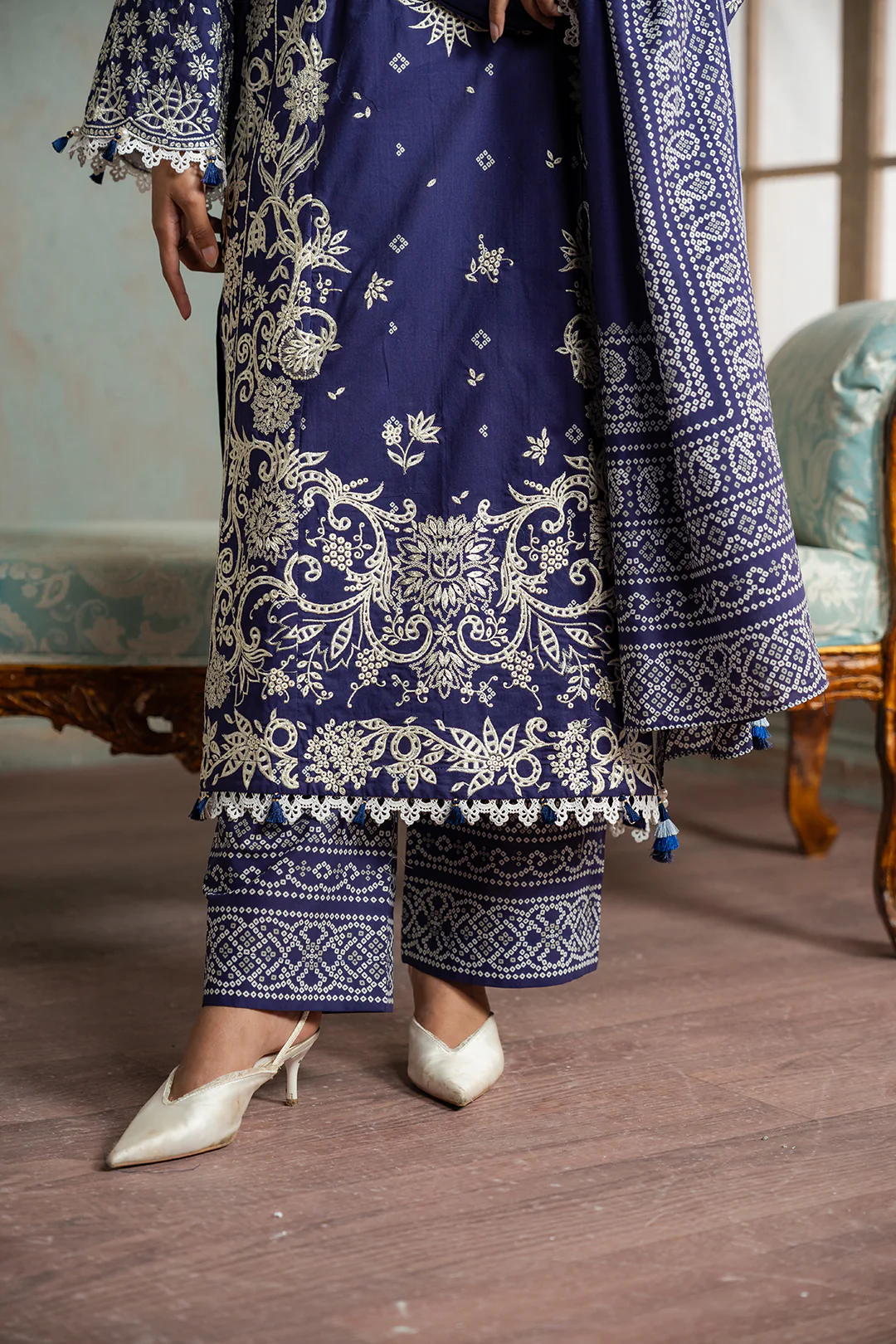 Embroidered Shirt Shalwar Dupatta - 0788 - Image 10