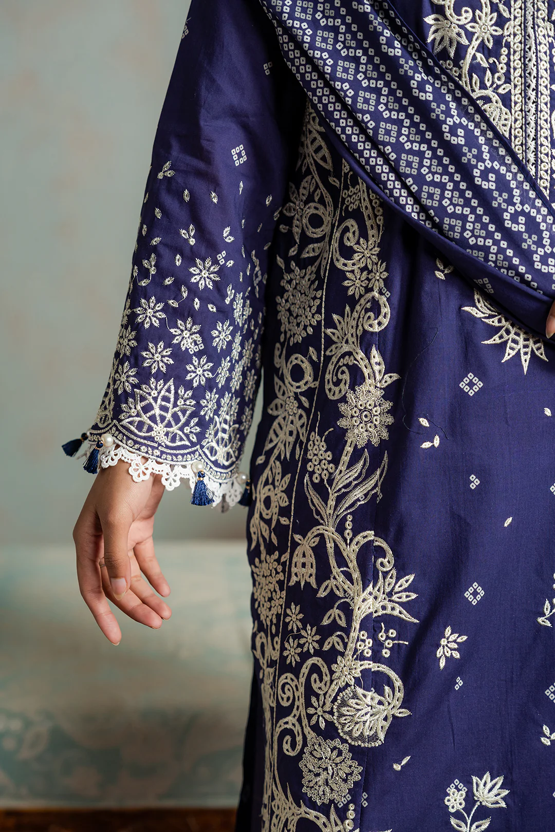 Embroidered Shirt Shalwar Dupatta - 0788 - Image 11