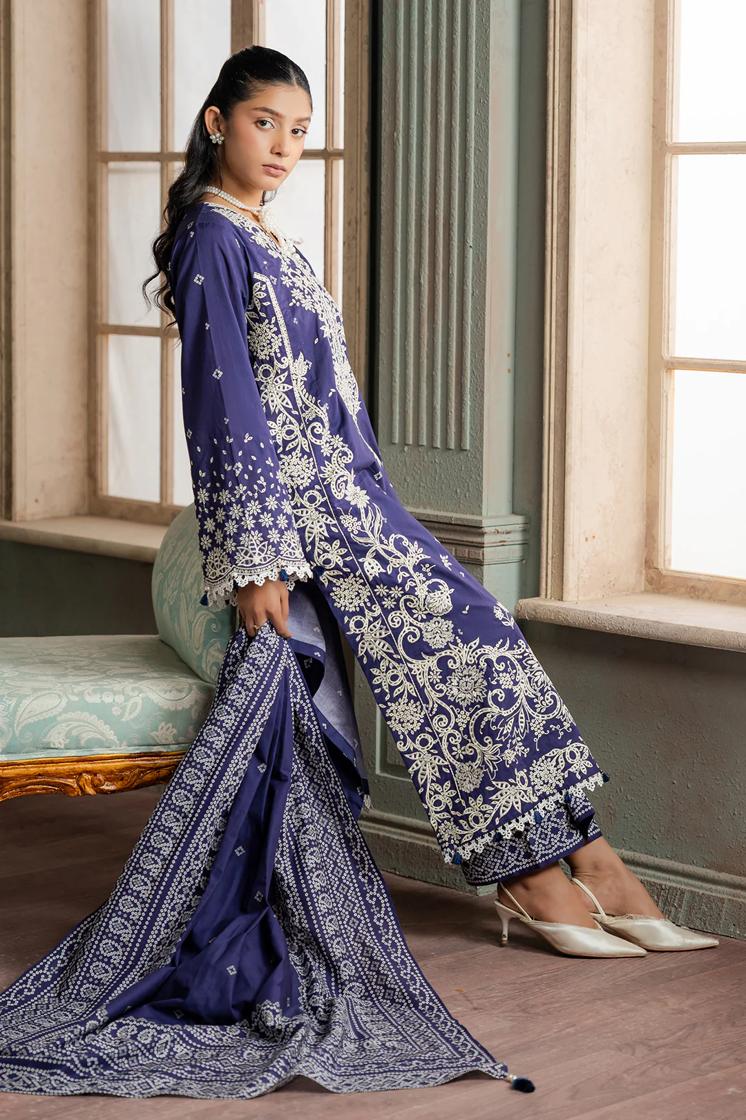 Embroidered Shirt Shalwar Dupatta - 0788 - Image 14