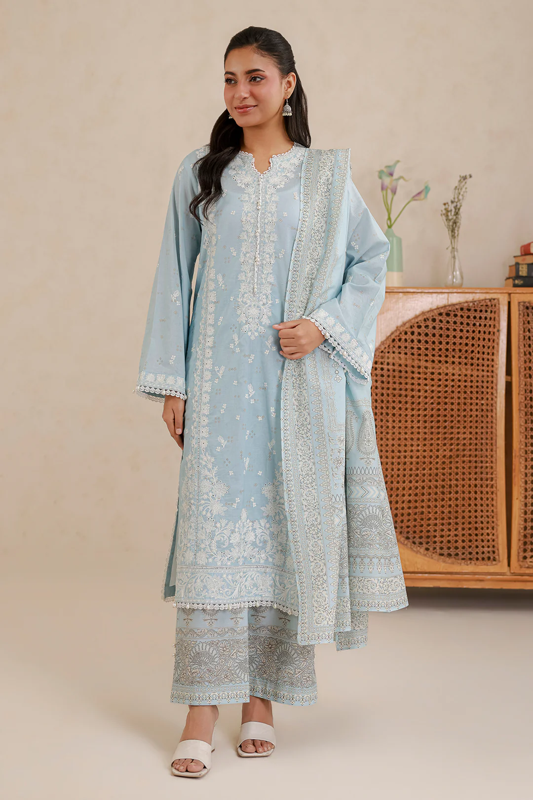 Embroidered Shirt Shalwar Dupatta - 0798 - Image 4