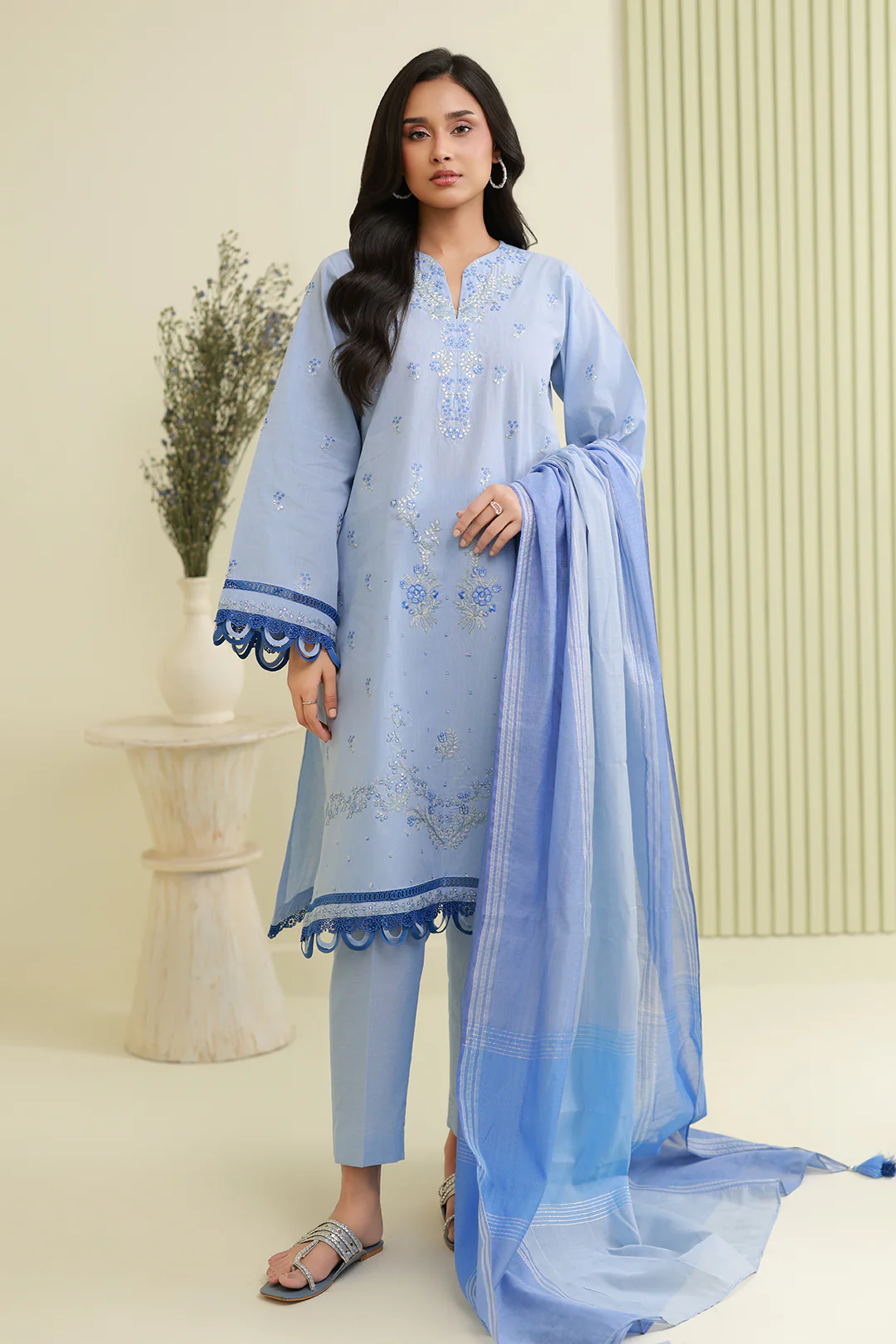 Embroidered Shirt Shalwar Dupatta - 0846 - Image 3