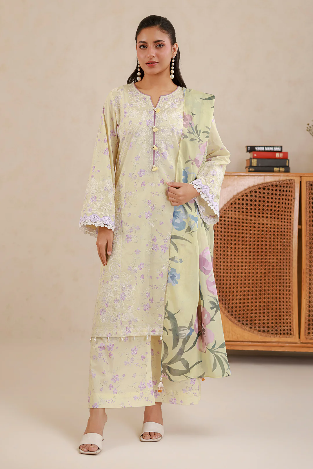 Embroidered Shirt Shalwar Dupatta - 0850 - Image 6