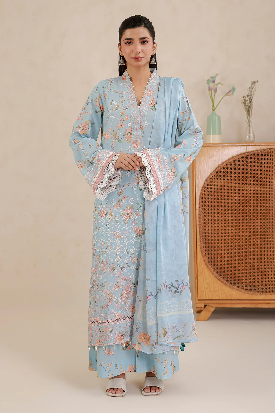 Embroidered Shirt Shalwar Dupatta - 0854 - Image 2