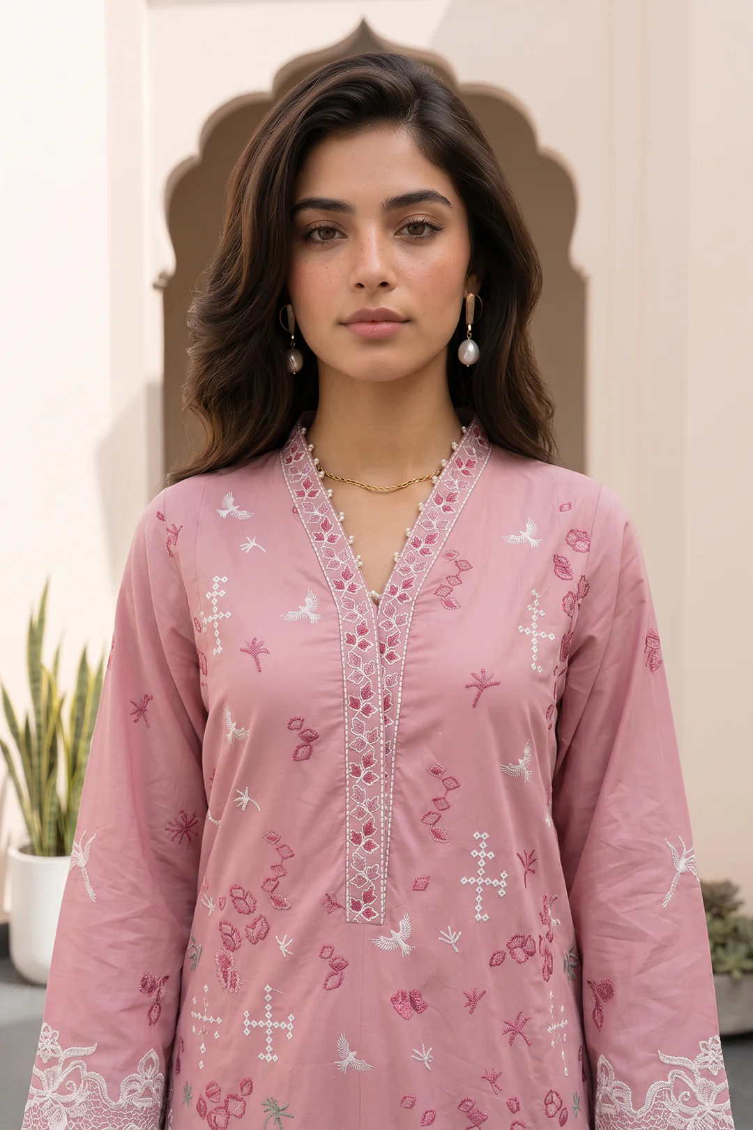 Embroidered Shirt Shalwar Dupatta - 0856 - Image 2