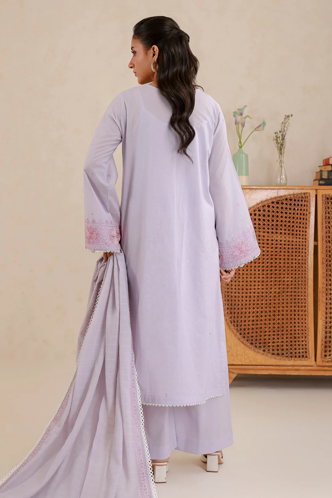 Embroidered Shirt Shalwar Dupatta - 0858 - Image 6