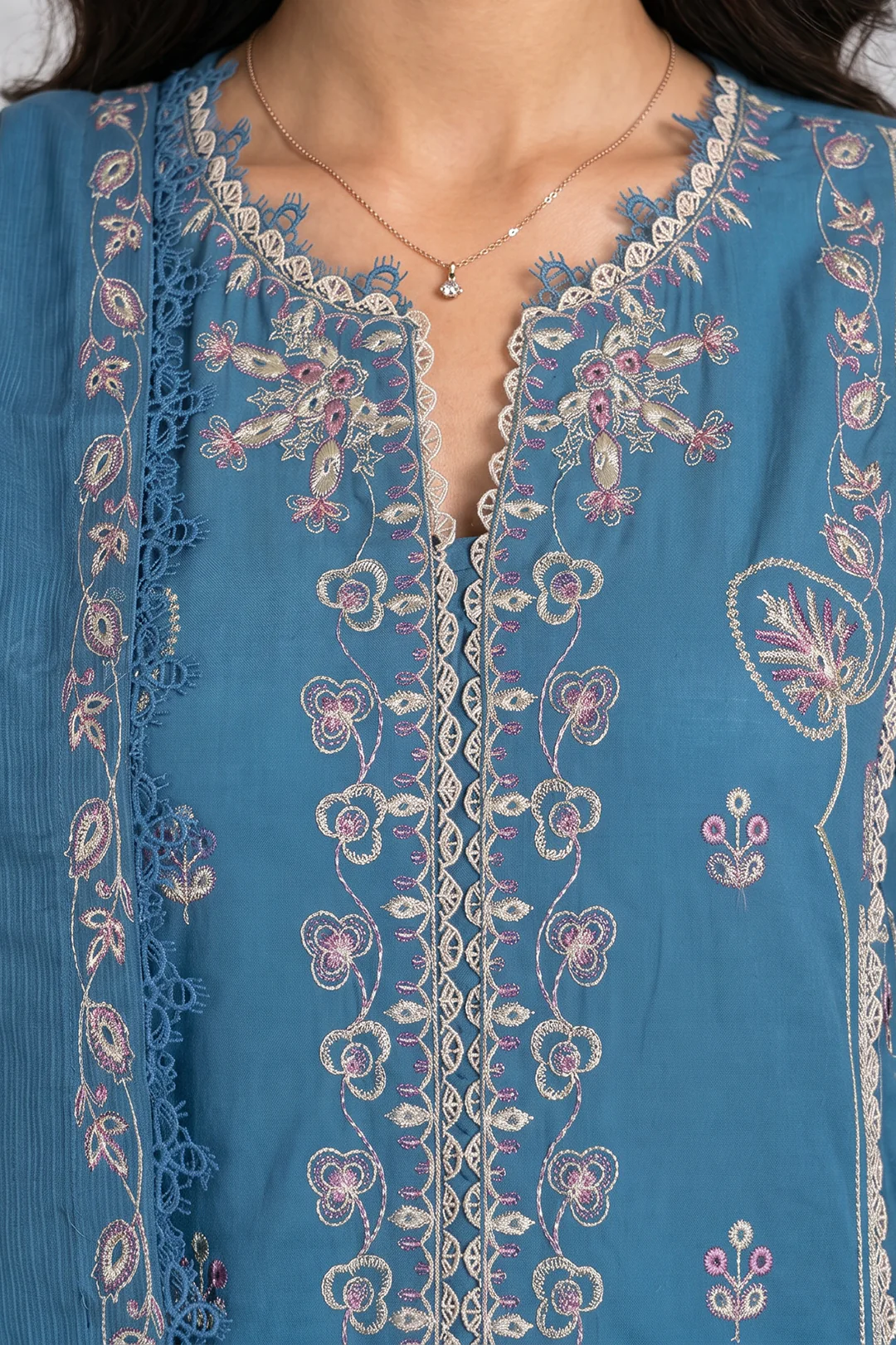 Embroidered Shirt Shalwar Dupatta - 0905 - Image 3