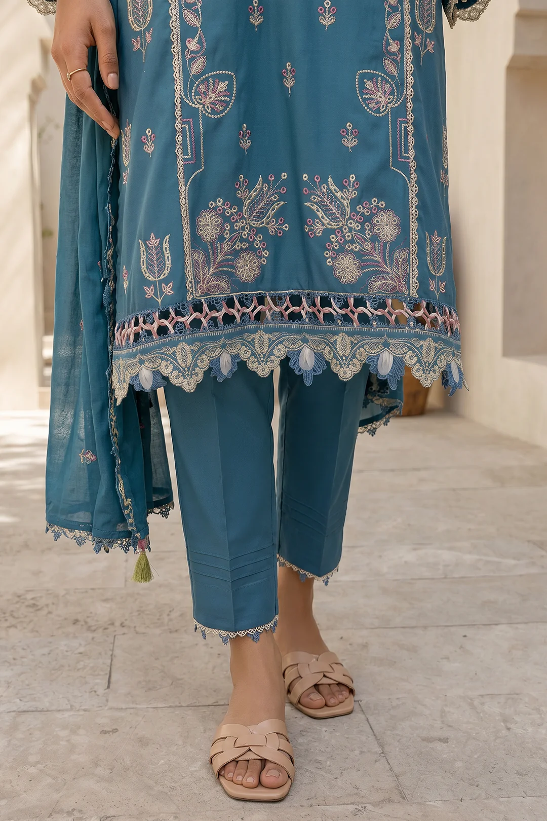 Embroidered Shirt Shalwar Dupatta - 0905 - Image 4