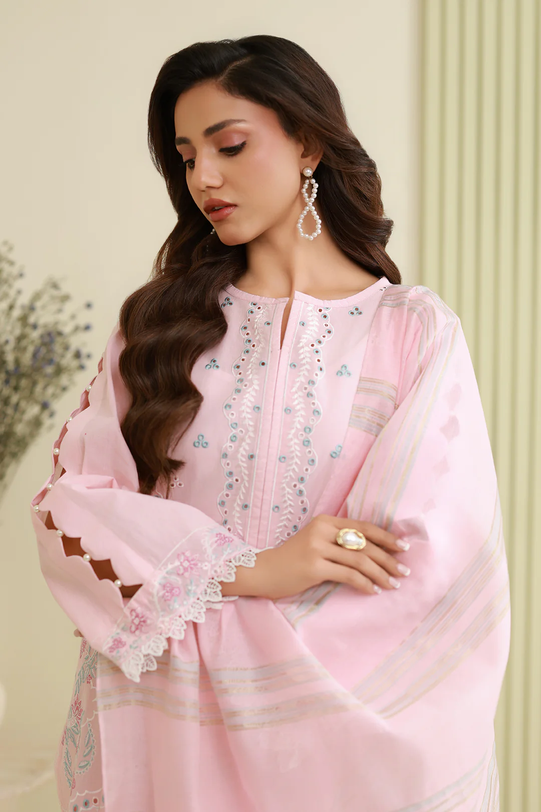 Embroidered Shirt Shalwar Dupatta - 0908 - Image 3