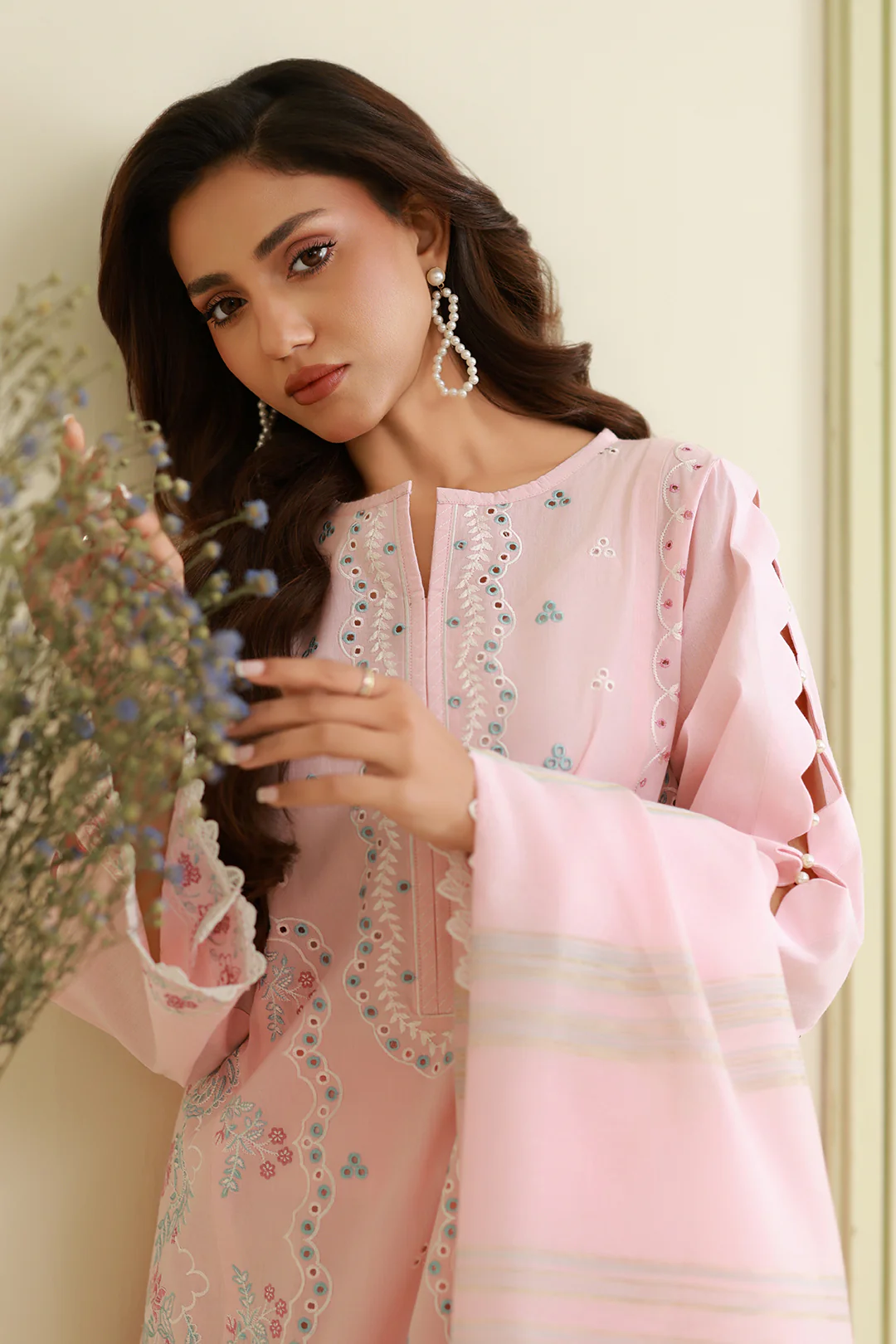 Embroidered Shirt Shalwar Dupatta - 0908 - Image 8