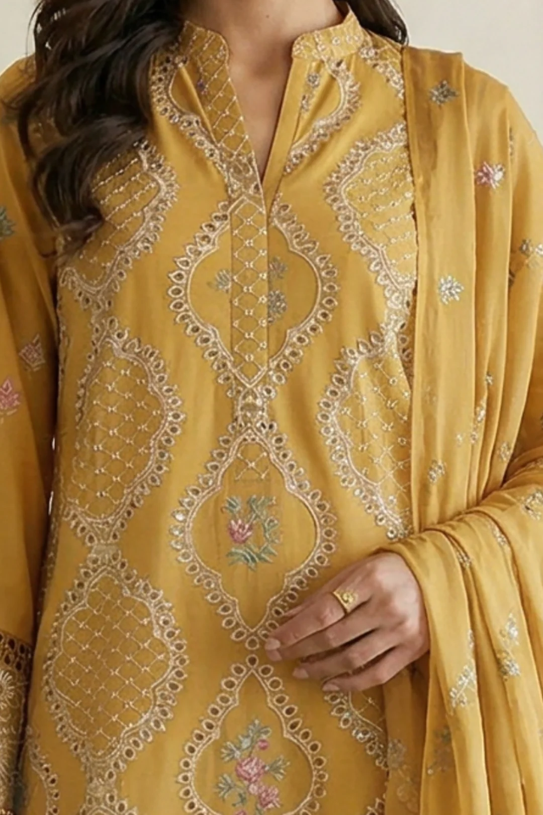 Embroidered Shirt Shalwar Dupatta - 0920 - Image 4