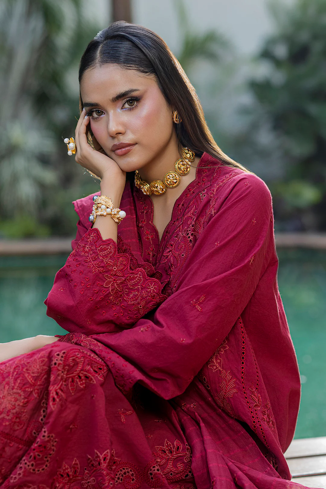 Embroidered Shirt Shalwar Dupatta - 0990 - Image 2
