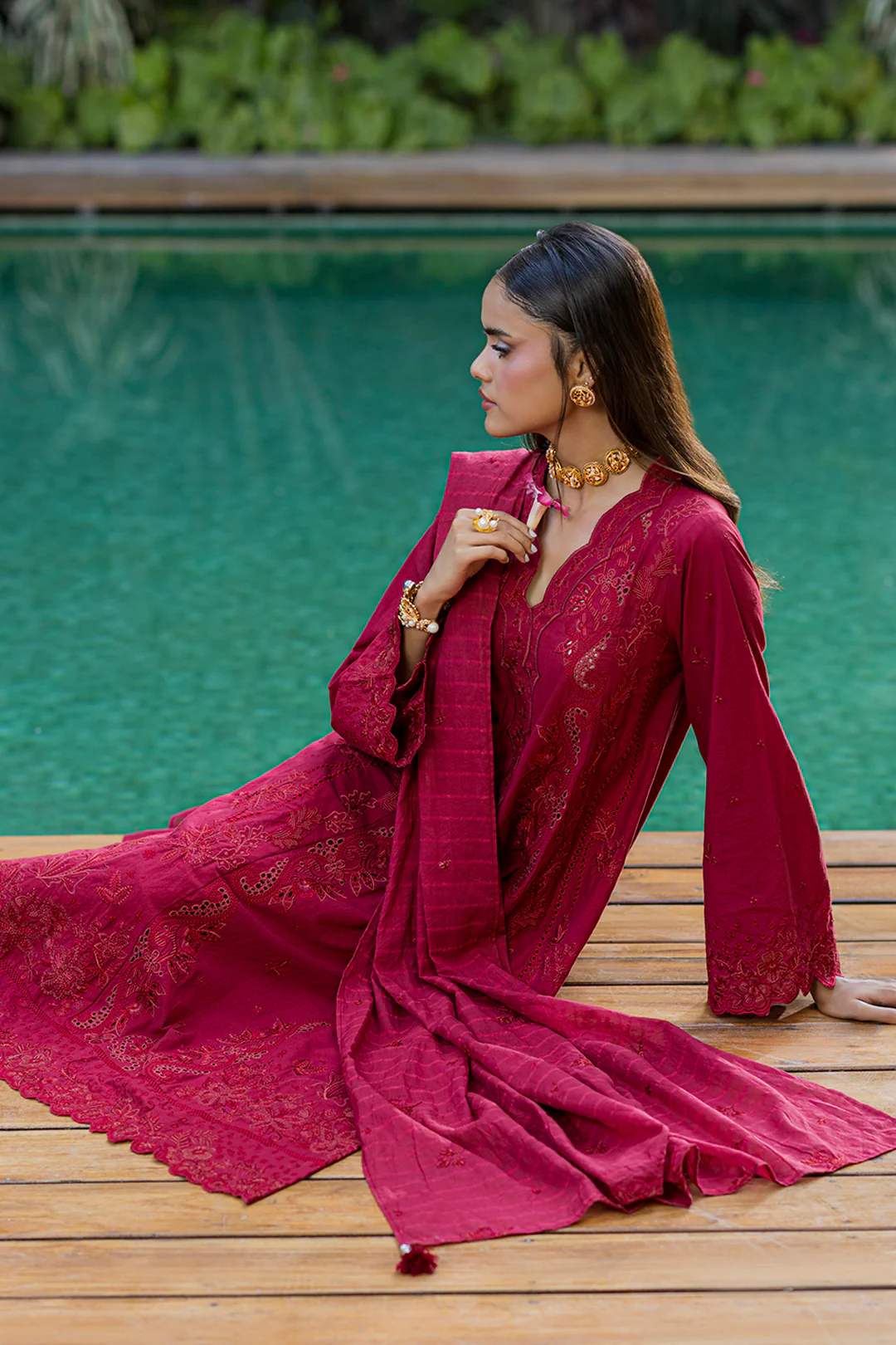 Embroidered Shirt Shalwar Dupatta - 0990 - Image 5