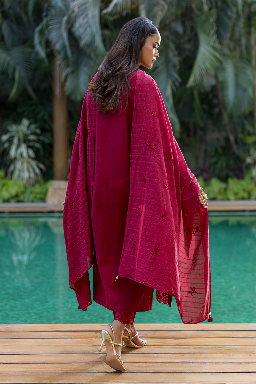 Embroidered Shirt Shalwar Dupatta - 0990 - Image 7