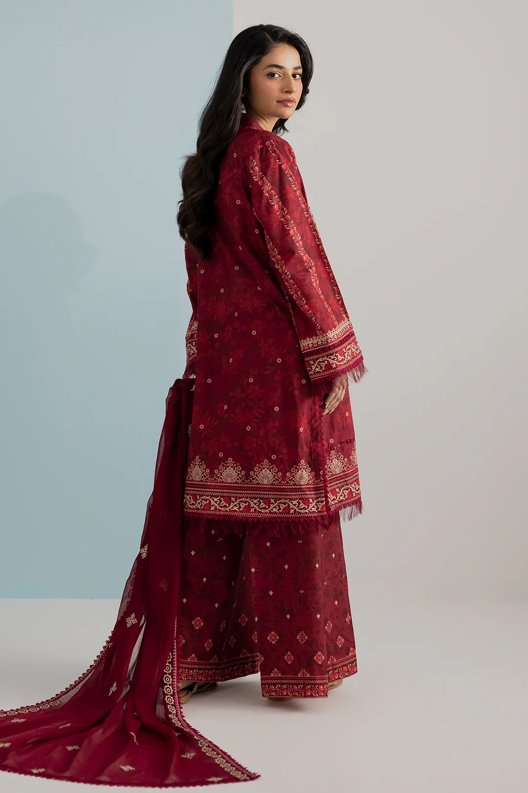 Embroidered Shirt Shalwar Dupatta - 1042 - Image 7