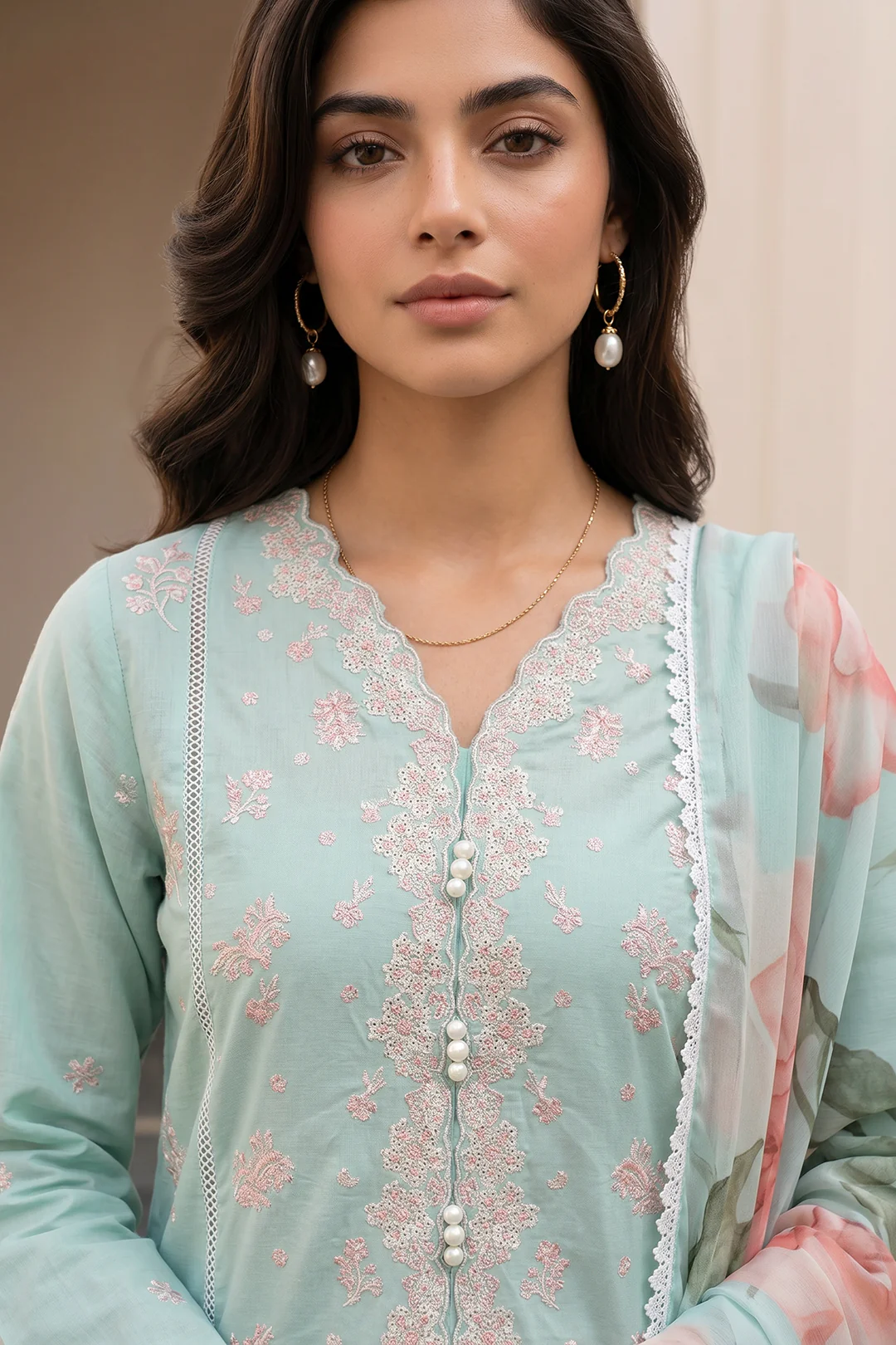 Embroidered Shirt Shalwar Dupatta - 1048 - Image 3
