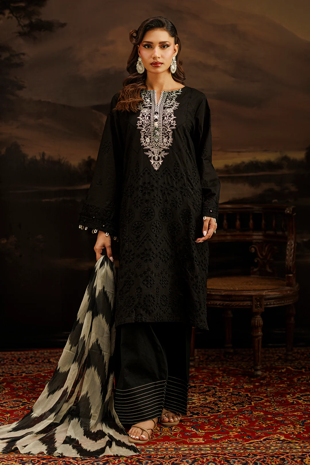 Embroidered Shirt Shalwar Dupatta - 1050 - Image 3