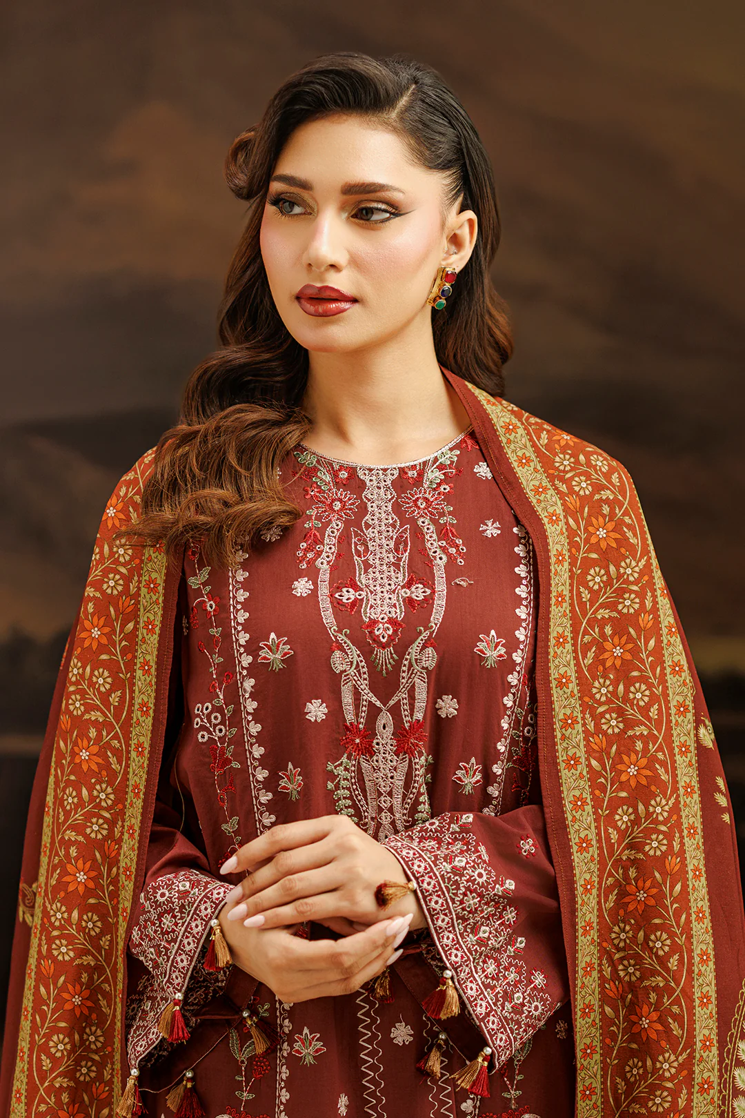 Embroidered Shirt Shalwar Dupatta - 1056 - Image 2