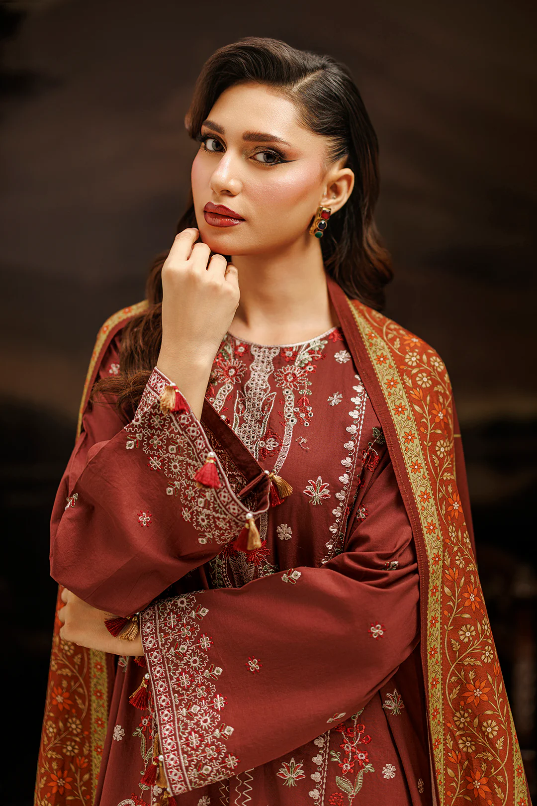 Embroidered Shirt Shalwar Dupatta - 1056 - Image 5