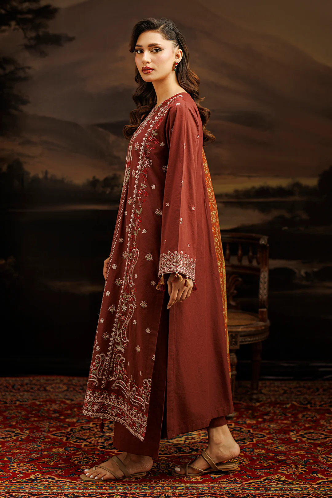 Embroidered Shirt Shalwar Dupatta - 1056 - Image 6