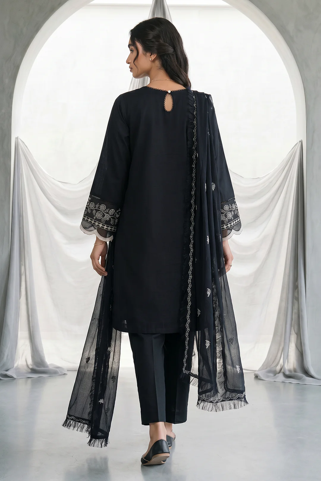 Embroidered Shirt Shalwar Dupatta - 1105 - Image 7