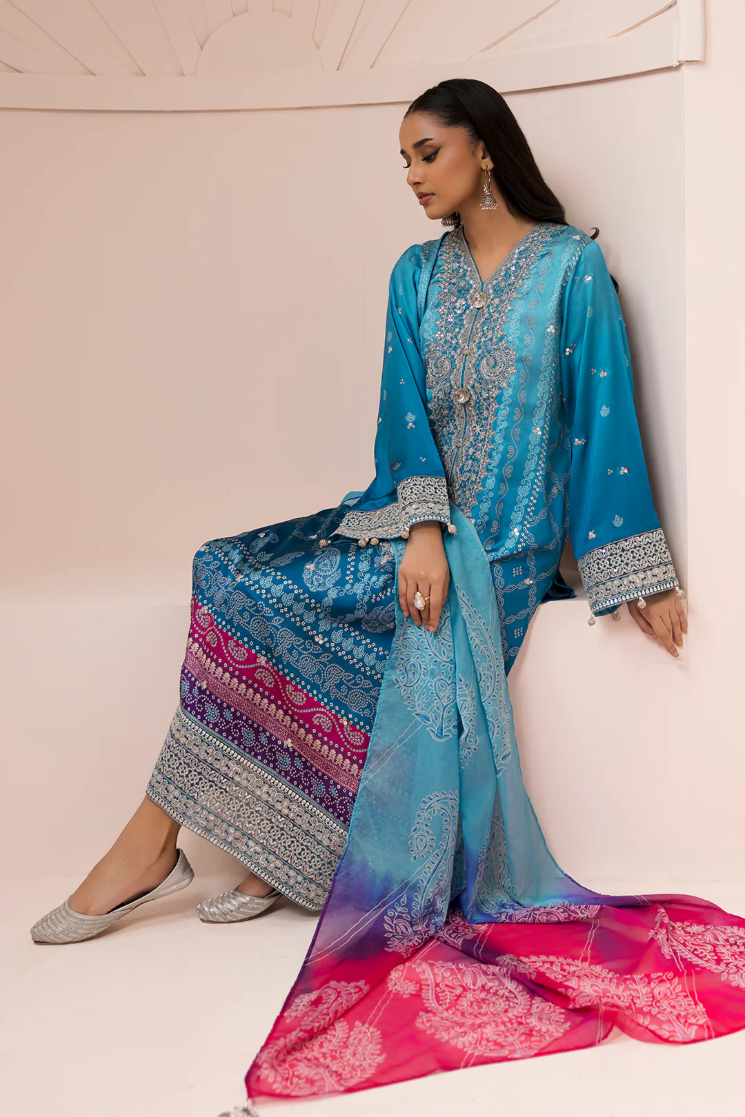 Embroidered Shirt Shalwar Dupatta - 1182 - Image 8