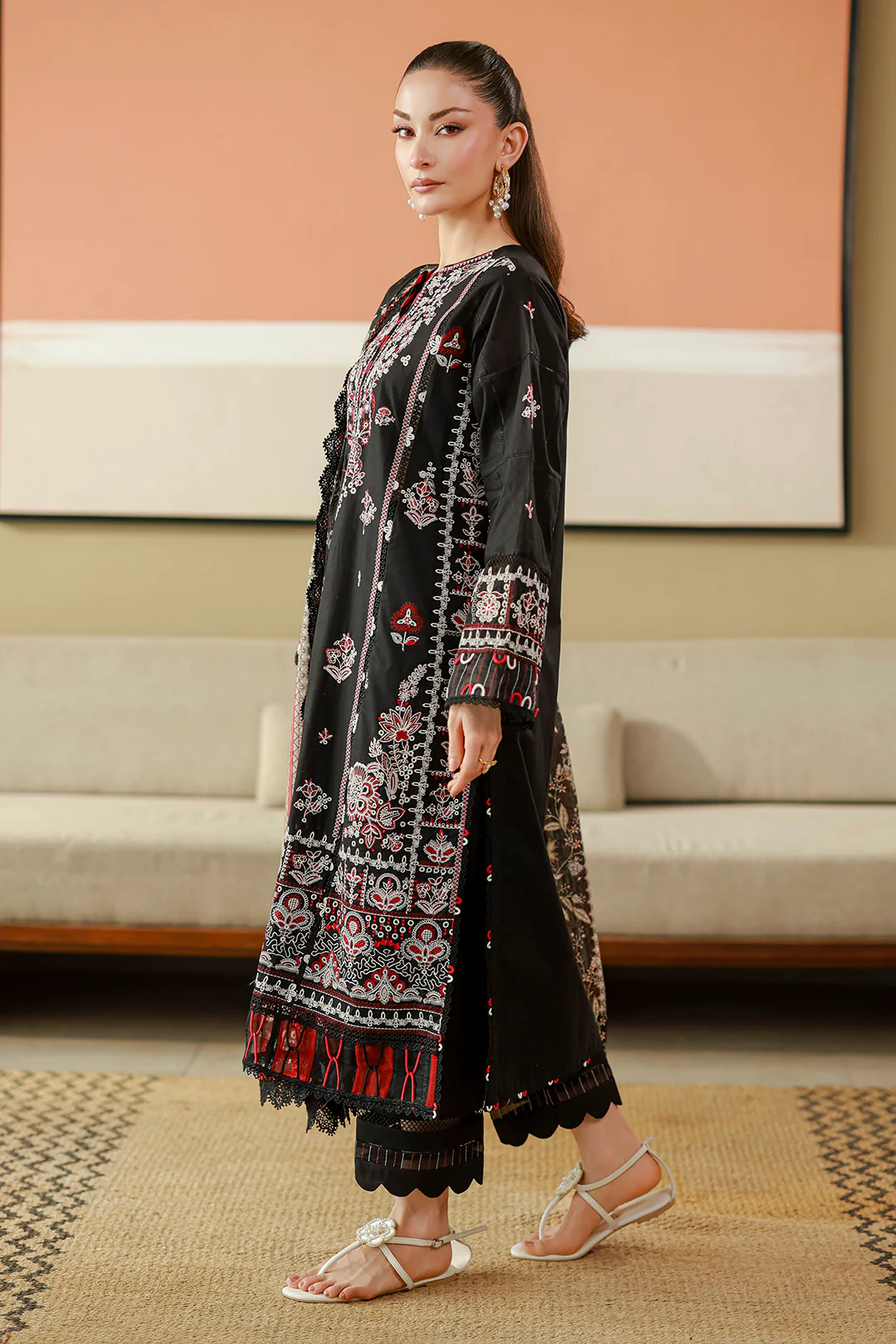 Embroidered Shirt Shalwar Dupatta - 4076 - Image 7
