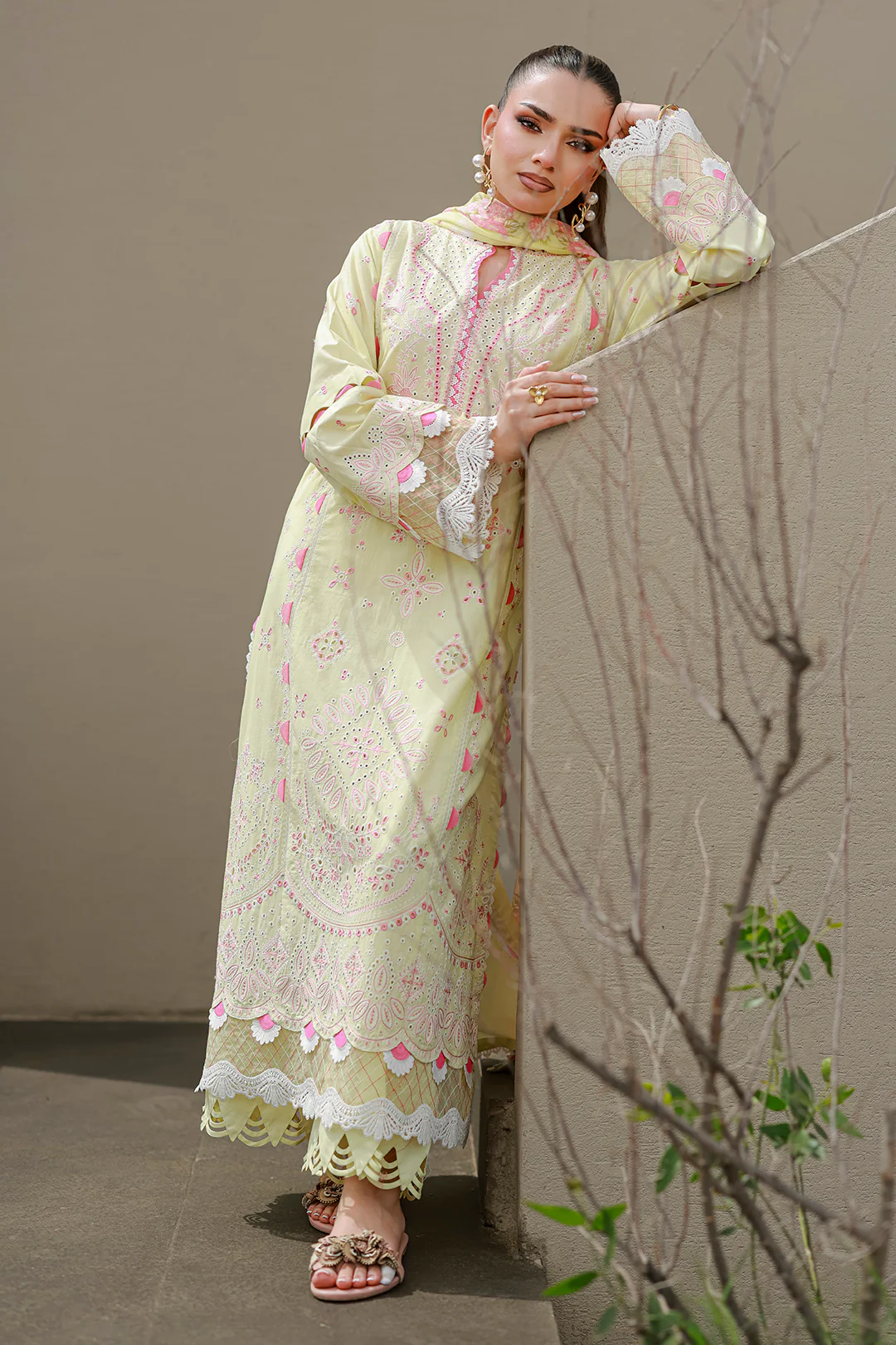 Embroidered Shirt Shalwar Dupatta - 4077 - Image 11