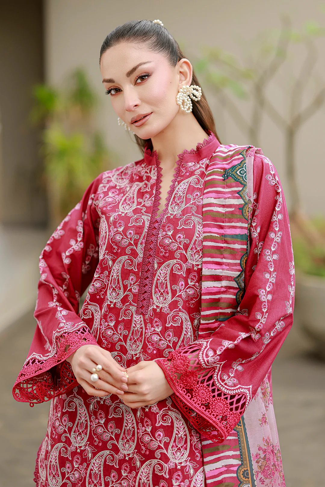 Embroidered Shirt Shalwar Dupatta - 4078 - Image 2