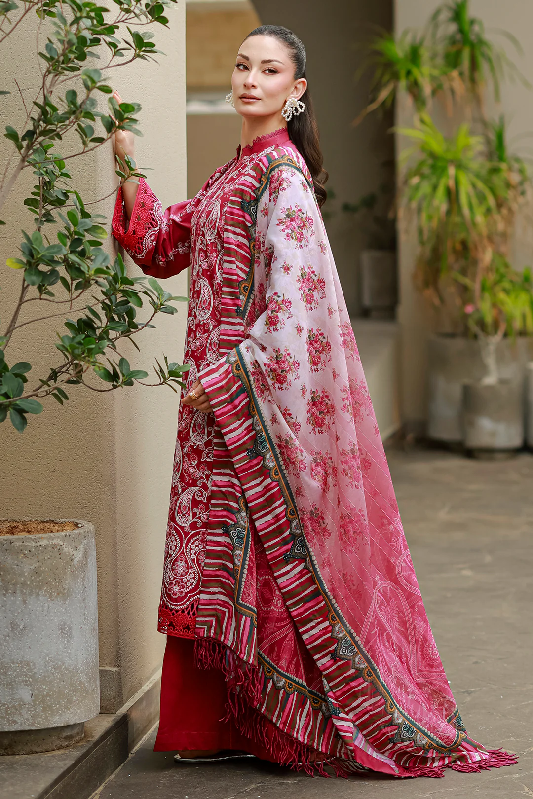 Embroidered Shirt Shalwar Dupatta - 4078 - Image 3