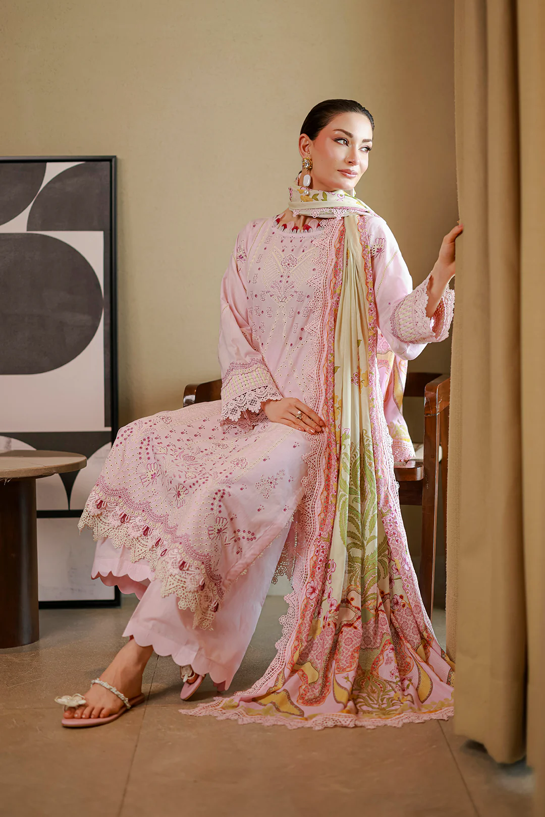 Embroidered Shirt Shalwar Dupatta - 4080 - Image 10