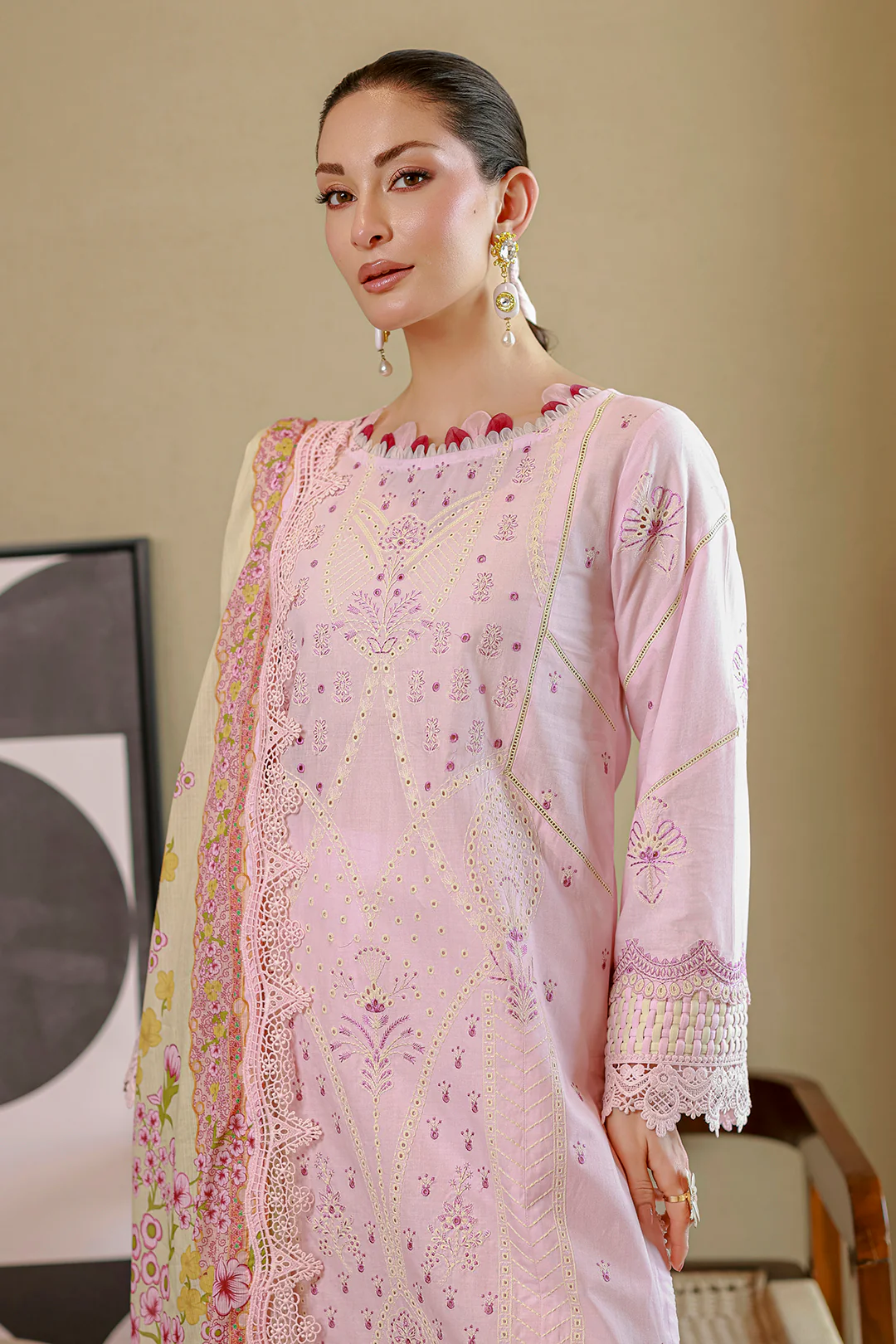 Embroidered Shirt Shalwar Dupatta - 4080 - Image 4