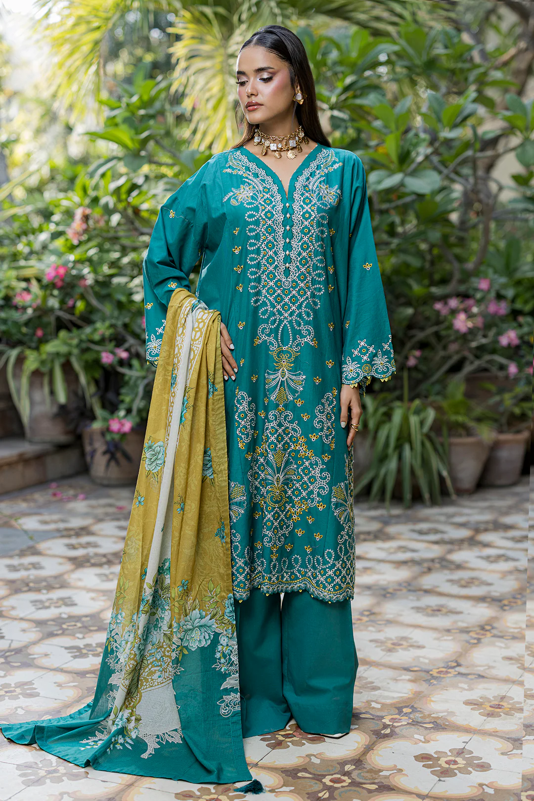 Embroidered Shirt Shalwar Dupatta - 4083 - Image 3