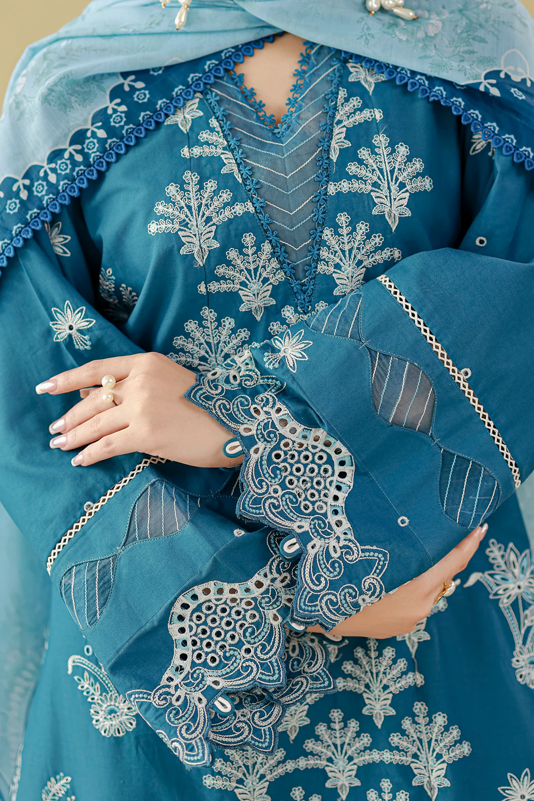 Embroidered Shirt Shalwar Dupatta - 4084 - Image 8