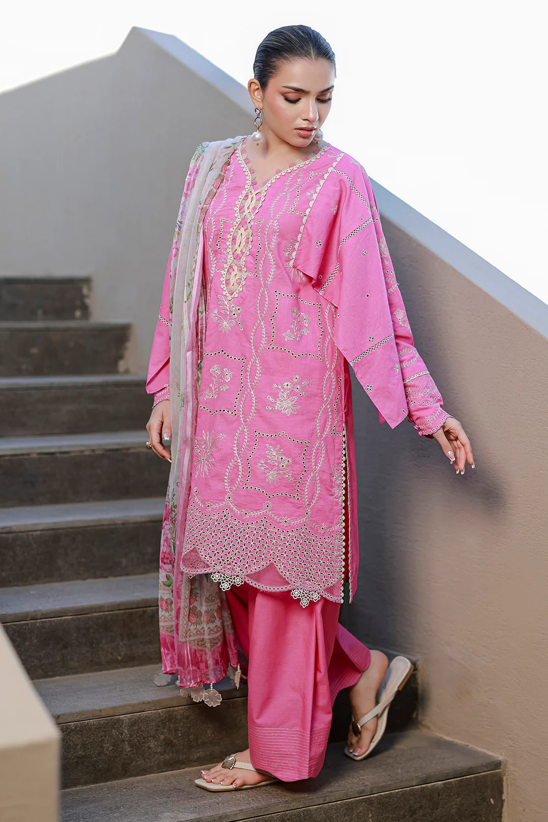 Embroidered Shirt Shalwar Dupatta - 4089 - Image 10