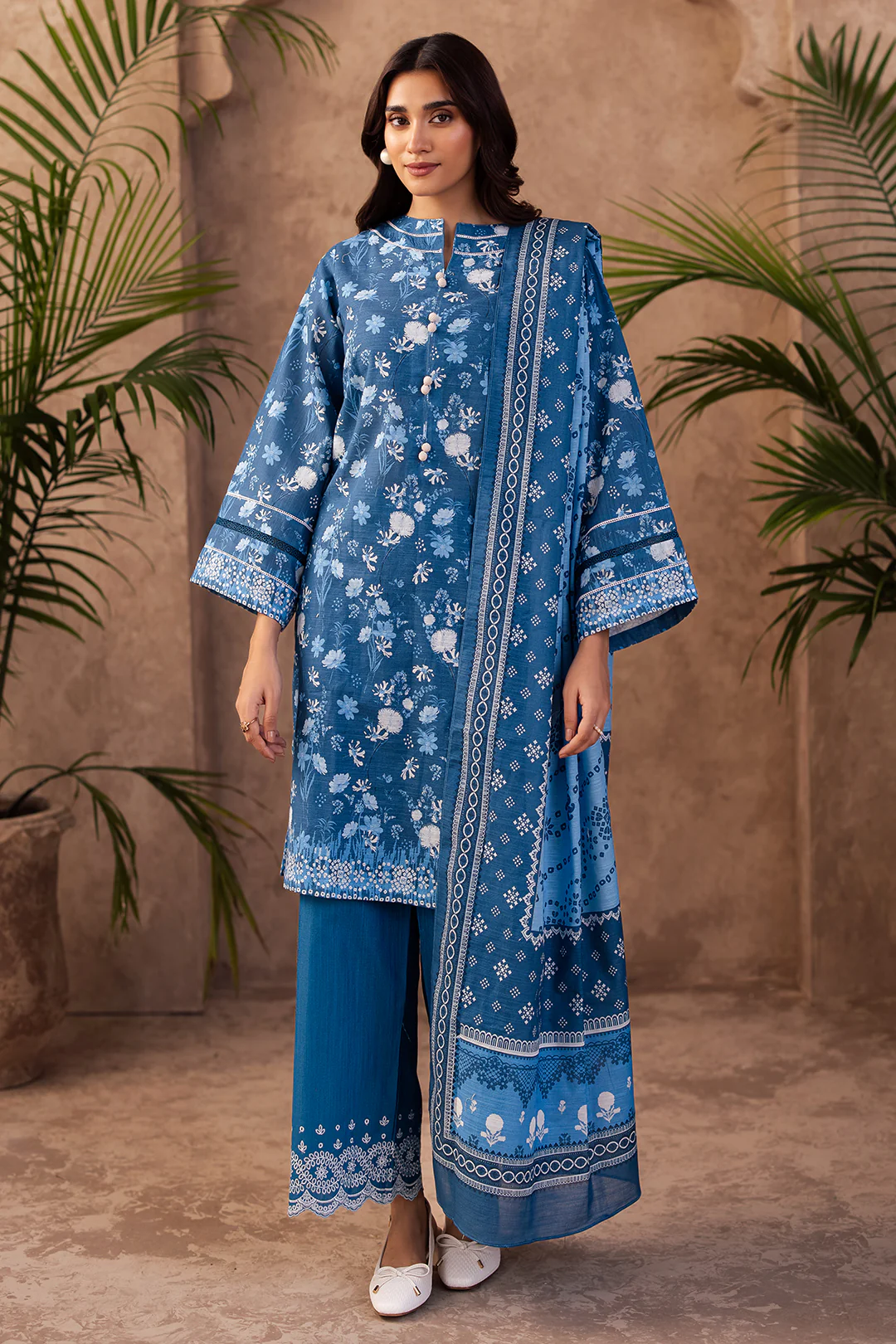 Embroidered Shirt Shalwar Dupatta - 0226 - Image 6
