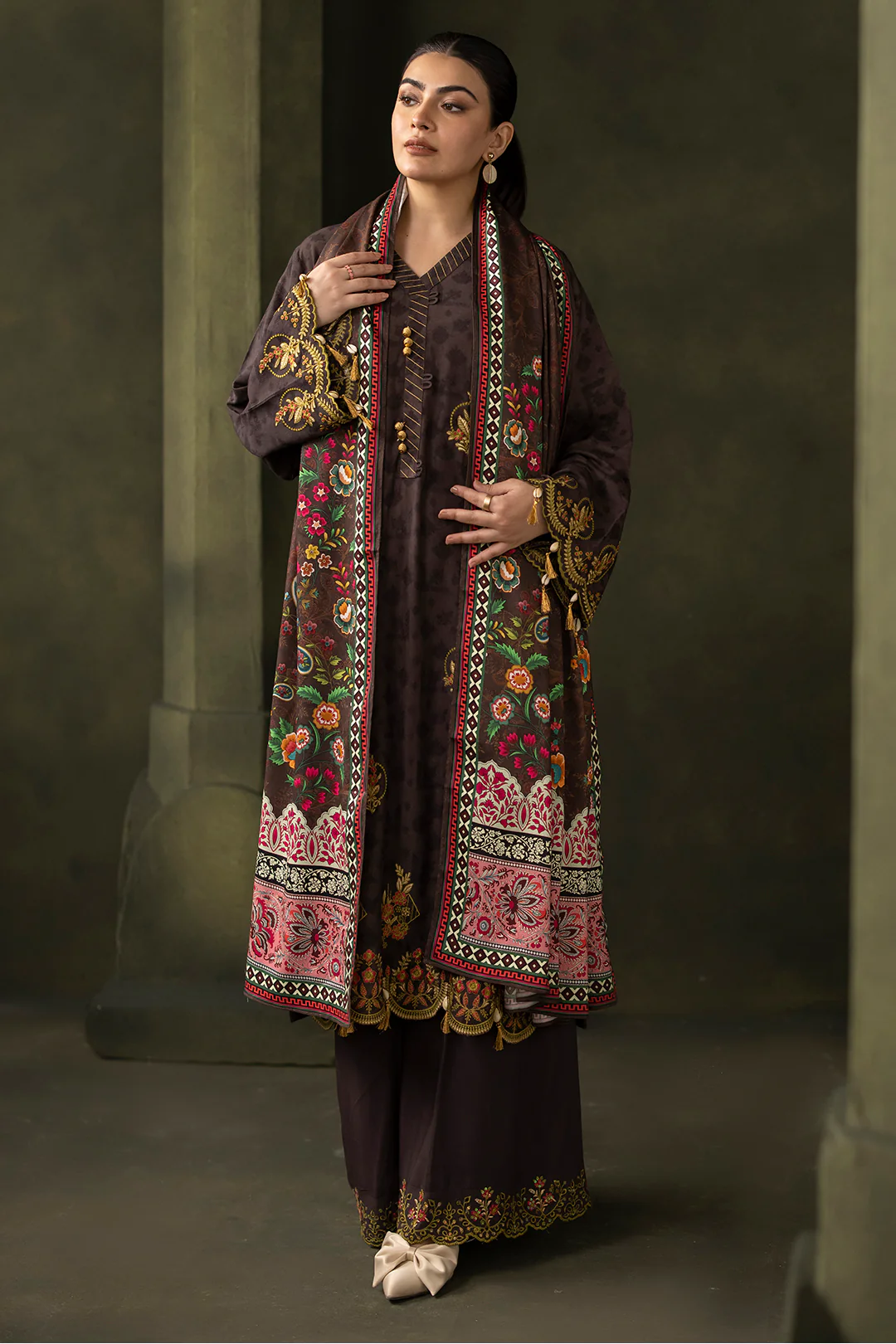 Embroidered Shirt Shalwar Dupatta - 0234 - Image 3