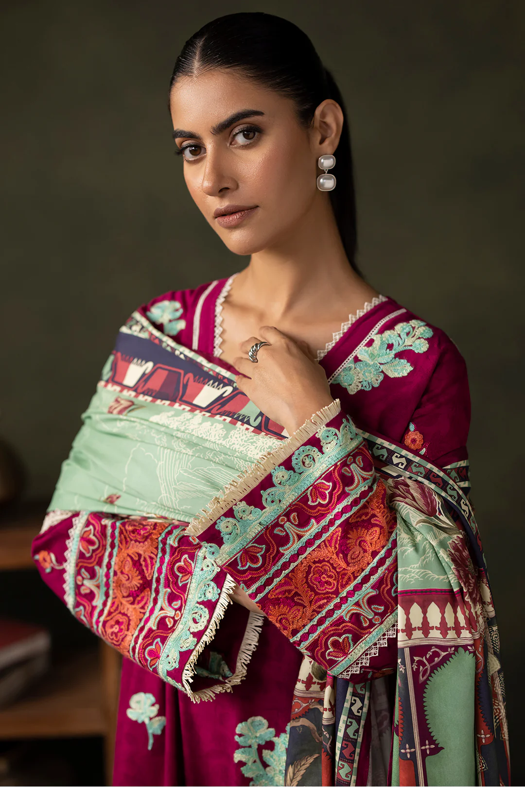 Embroidered Shirt Shalwar Dupatta - 0235 - Image 2