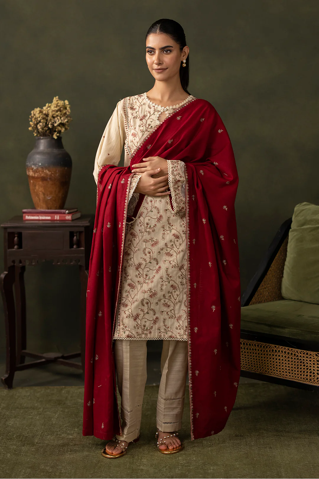 Embroidered Shirt Shalwar Dupatta - 0236 - Image 5
