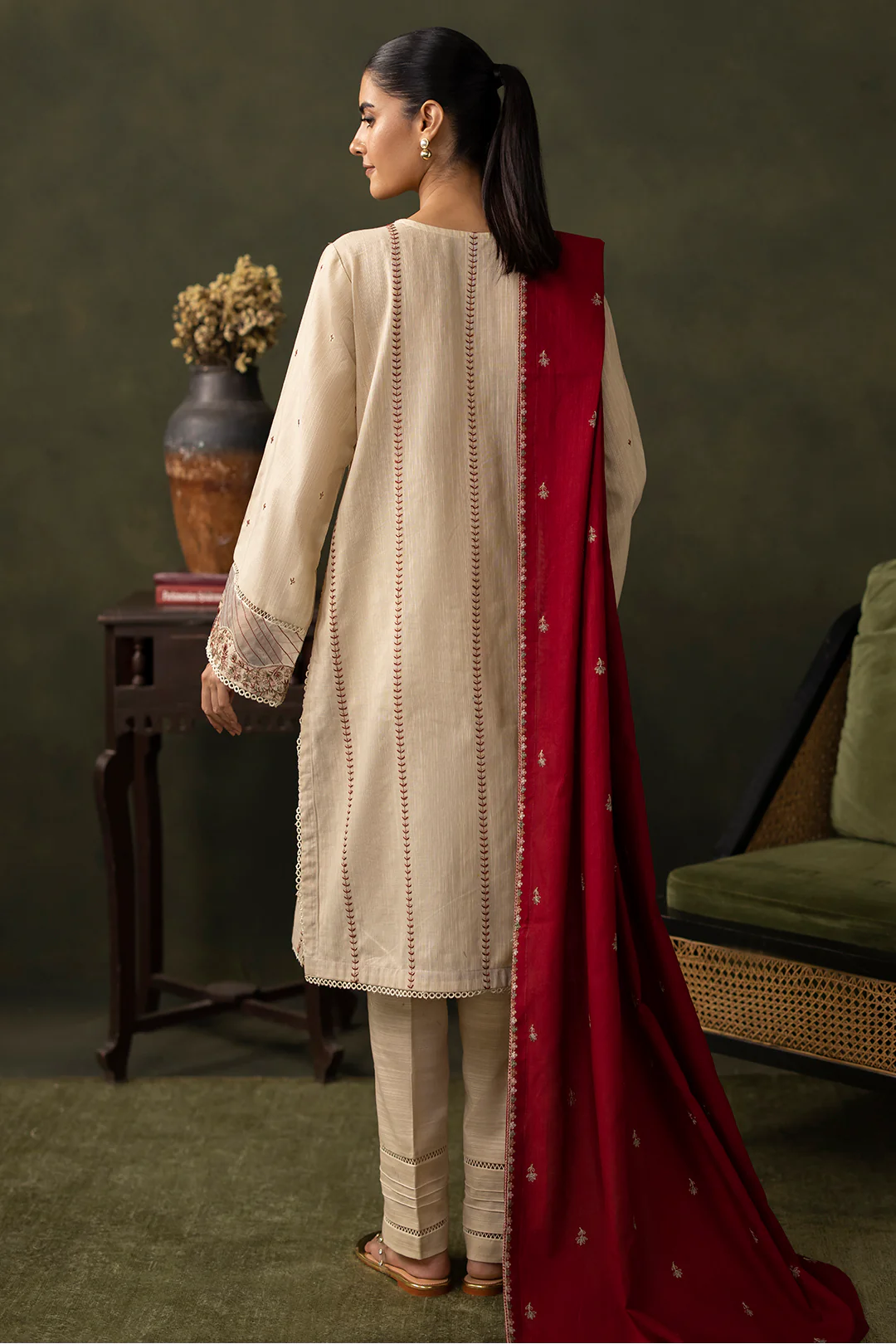 Embroidered Shirt Shalwar Dupatta - 0236 - Image 6