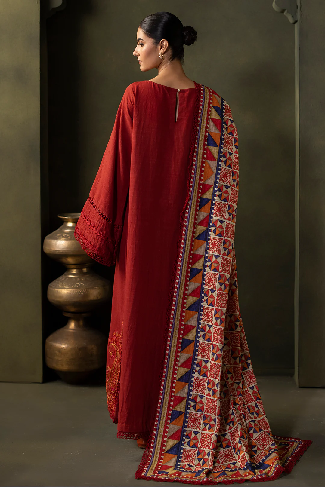 Embroidered Shirt Shalwar Dupatta - 0237 - Image 6